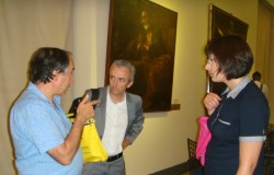 Il nostro direttore Giuseppe Vecchio con Francesco Zanotti (Fisc) e Lorena Leonardi (Sir)
