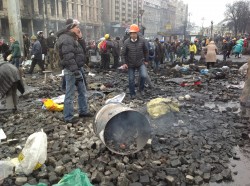 Una scena dei tragici scontri di Kiev
