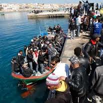 Sbarco di immigrati sull'isola di Lampedusa