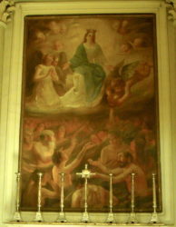 Il quadro "La Madonna e le anime del Purgatorio" dell'acese Francesco Patanè che si trova nella basilica di San Sebastiano ad Acireale