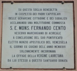 Epigrafe in ricordo del dono al santuario di Loreto