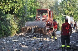 La rimozione dei detriti dell'alluvione del 21 settembre