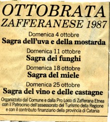 Programma della prima edizione dell'Ottobrata Zafferanese, 1987