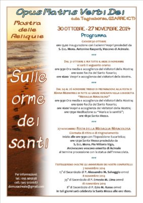 Diocesi/ Si inaugura giovedi 30 la mostra delle reliquie”Sulle orme dei Santi”, aperta per tutto novembre