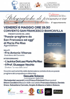 Libri / A Biancavilla la prima presentazione in terra siciliana per l’antologia di Poesie-preghiere di Maria Pia Risa