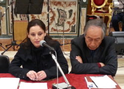 Maria Pia Risa con il direttore Giuseppe Vecchio alla presentazione di Biancavilla