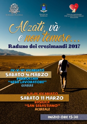 Diocesi / “Alzati, va’ e non temere…”: in marzo raduni dei cresimandi sabato 4 marzo a Giarre e sabato 11 ad Acireale