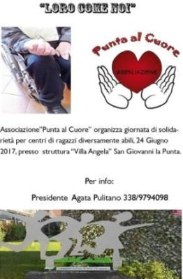 Volontariato / L’associazione “Punta al cuore” organizza il 24 giugno a San Giovanni La Punta una giornata di solidarietà per i ragazzi diversamente abili