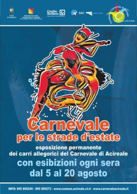 Acireale / Ecco il “Carnevale per le strade d’estate”. Fino al 20 agosto i carri allegorici in esposizione permanente