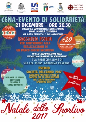 Tempo di Natale – 13 / Sport e solidarietà: stasera cena del Csi di Acireale per realizzare un “Parco inclusivo” nel territorio