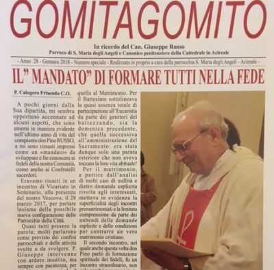 Ricordo / “Gomitagomito”dedicato da parrocchiani e amici a don Giuseppe Russo, uomo “carico di ardore e pacatezza”