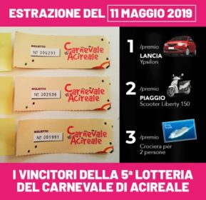 Acireale / Estratti i tre premi della Lotteria del Carnevale