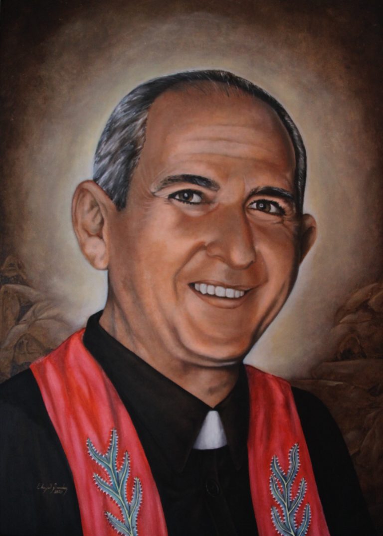 Padre Pino Puglisi / “Cammina con me”: il ritratto realizzato da Eleazar Sanchez per la Basilica di San Sebastiano