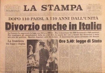 1 dicembre 1970 / 50 anni di divorzio: fu una grande conquista di civiltà, ma i valori vanno difesi