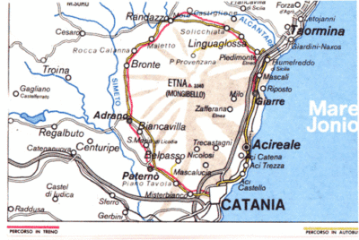 Ferrovia Circumetnea littorina percorso