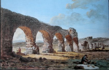Ponte acquedotto Biscari acquerello Houel