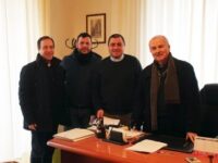 don Angelo Milone,un rappresentante dell’impresa,don Roberto- Fucile,monsignor Agostino Russo