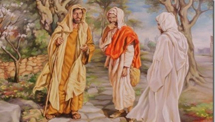 Gesù risorto incontra discepoli a Emmaus