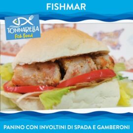 panino con involtini di spada e gamberoni