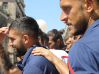 I calciatori del Catania durante la presentazione alla città