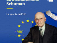Robert Schuman e logo dell’U.E