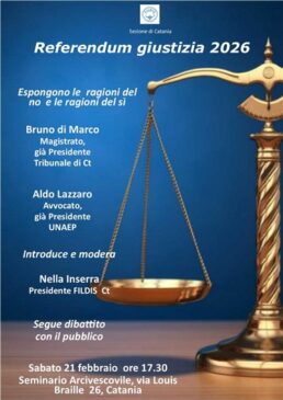 Locandina Fildis Confronto pubblico su referendum giustizia
