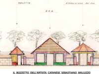 Linguaglossa-tre-casette-di-piazza-Europa-bozzetto di Sebastiano-Milluzzo