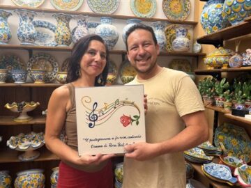Tania e Francesco artisti della mostra di ceramica , Palermo