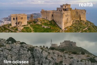 Confronto tra il Castello di Santa Caterina a Favignana e la sua rappresentazione nel film Odissea di Christopher Nolan.