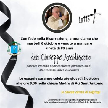 Lutto don Arcidiacono